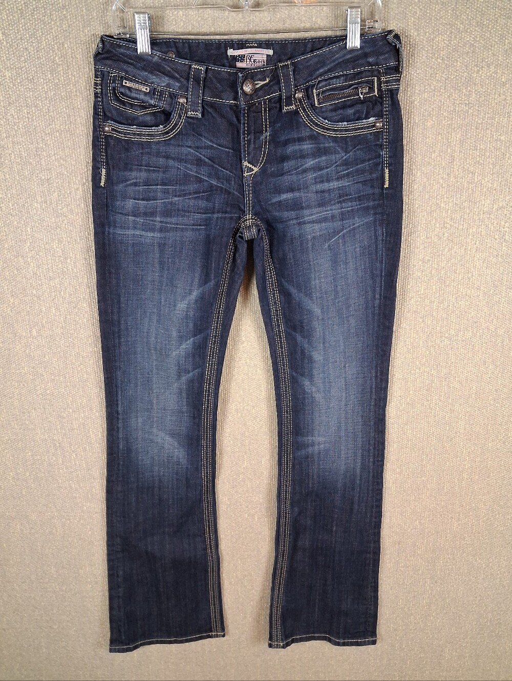ReRock for Express Jeans Womens 4 Regular Blue Barely Boot Low Rise Boot Cut